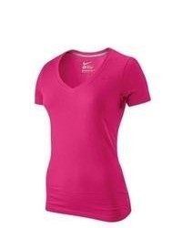 Nike Classic Swoosh V Neck T Shirt Pink Force