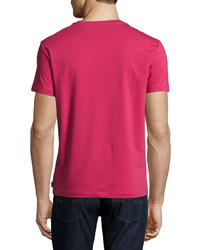 Armani Collezioni Stretch Cotton V Neck T Shirt Raspberry