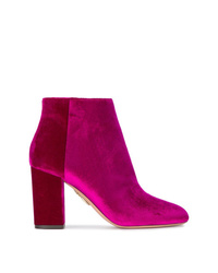 Aquazzura Pink Brooklyn 85 Velvet Ankle Boots