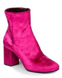 Hot Pink Velvet Ankle Boots for Women 