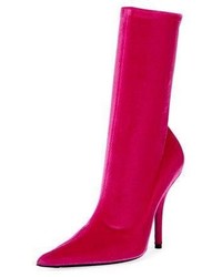 Balenciaga Velvet Sock Pull On Bootie Rose Fuchsia