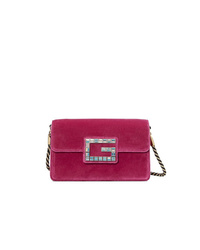 Gucci Pink Velvet Shoulder Bag With Square G