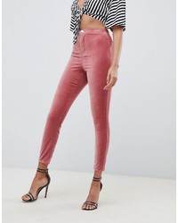 Hot Pink Velvet Skinny Jeans