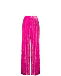 Hot Pink Velvet Wide Leg Pants
