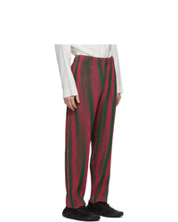Homme Plissé Issey Miyake Pink And Green Hologram Stripe Trousers