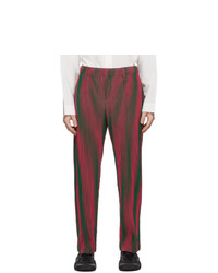Homme Plissé Issey Miyake Pink And Green Hologram Stripe Trousers