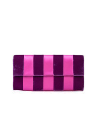 Hot Pink Vertical Striped Leather Clutch