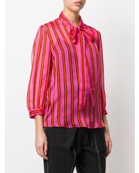 MSGM Pussy Bow Striped Blouse