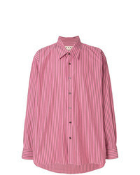 Hot Pink Vertical Striped Long Sleeve Shirt