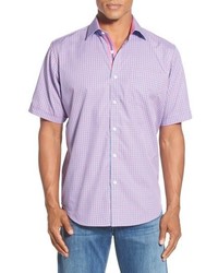 Hot Pink Vertical Striped Short Sleeve Shirt