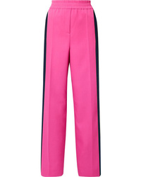 Hot Pink Vertical Striped Wool Wide Leg Pants