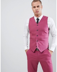 ASOS DESIGN Skinny Suit Waistcoat In Berry Pink