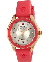 Michele 40mm Two Tone Cape Topaz Watch With Silicone Strap Coral