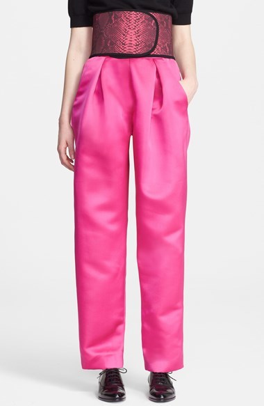 hot pink satin pants