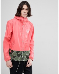 Herschel Supply Co. Forecast Hooded Jacket Rubberised Showerproof In Pink With Camo Print Detail