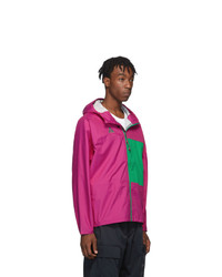 Nike Pink And Green Acg Packable Rain Jacket
