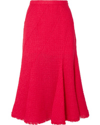 Hot Pink Wool Midi Skirt