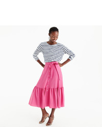J.Crew Collection Tie Waist Button Front Skirt In Italian Wool