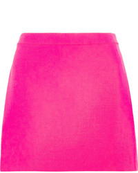 Versace Neon Wool Crepe Mini Skirt Fuchsia