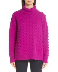 Lela Rose Dotted Wool Cashmere Turtleneck Sweater