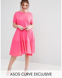 Hot Pink Woven Casual Dress