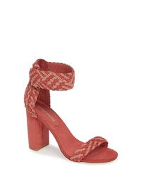 Hot Pink Woven Suede Heeled Sandals