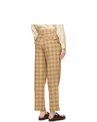 Bode Beige And White Oatmeal Plaid Trousers