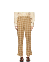 Bode Beige And White Oatmeal Plaid Trousers