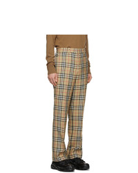Burberry Beige Check Flap Tailored Trousers