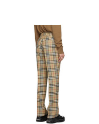 Burberry Beige Check Flap Tailored Trousers