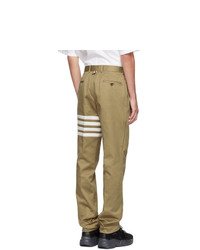 Thom Browne Beige Seamed Four Bar Unconstructed Chino Trousers