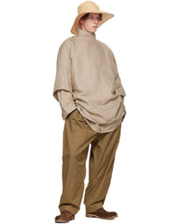 Hed Mayner Brown 6 Pleat Trousers