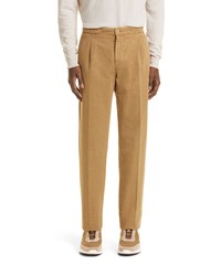 Loro Piana Cotton Linen One Pleat Chinos In Alder At Nordstrom