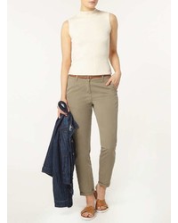 Dorothy Perkins Khaki Belted Chino Trousers
