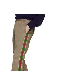 Gucci Khaki Stripe Trousers