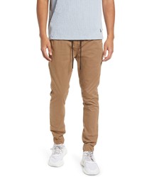 KUWALLA Midweight Stretch Cotton Chino Joggers In Taupe At Nordstrom