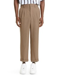 AMI Alexandre Mattiussi Oversize Carrot Fit Wool Pants In Taupe At Nordstrom
