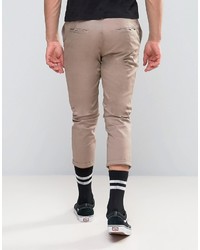 Asos Skinny Super Cropped Chinos In Light Brown