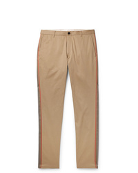 Burberry Slim Fit Grosgrain Trimmed Cotton Twill Chinos