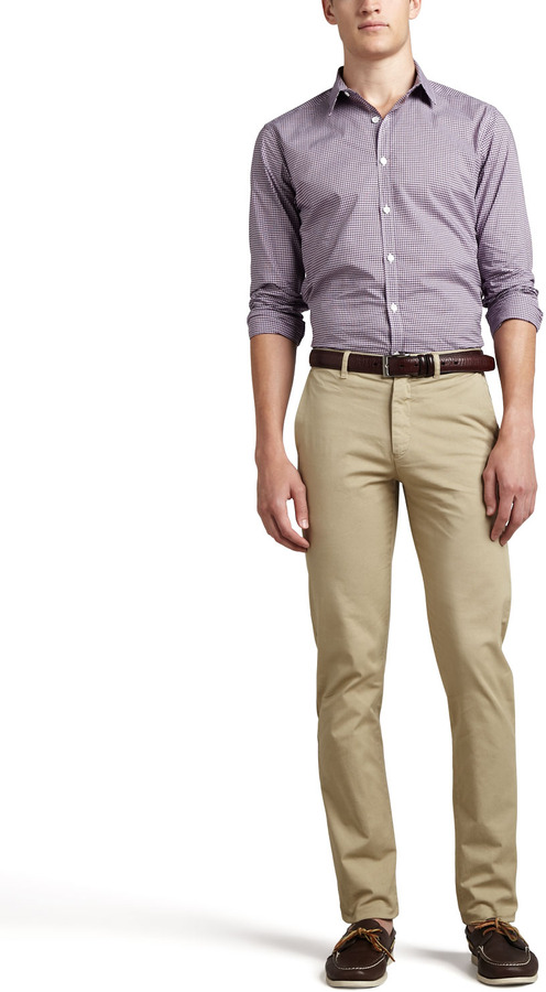 Theory Stretch Chino Pants Beige, $195 | Neiman Marcus | Lookastic.com