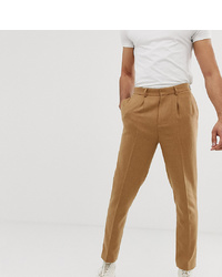 ASOS DESIGN Tall Tapered Smart Trouser In Textured Camel