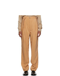 Lemaire Tan Silk Pleat Trousers