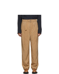 Lemaire Tan Silk Pleated Trousers