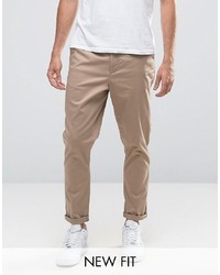 ASOS DESIGN Tapered Chinos In Stone