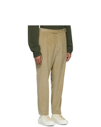 Deveaux New York Beige Wide Corduroy Trousers