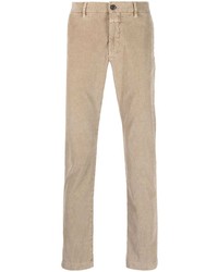 Closed Button Jetted Pockets Corduroy Trousers
