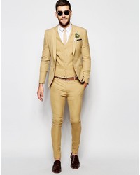 Asos Brand Wedding Super Skinny Suit Pants In Camel