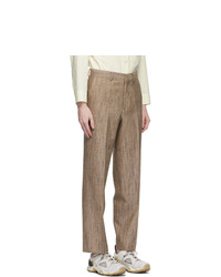 Auralee Brown Wool Silk Tweed Trousers