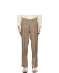 Auralee Brown Wool Silk Tweed Trousers