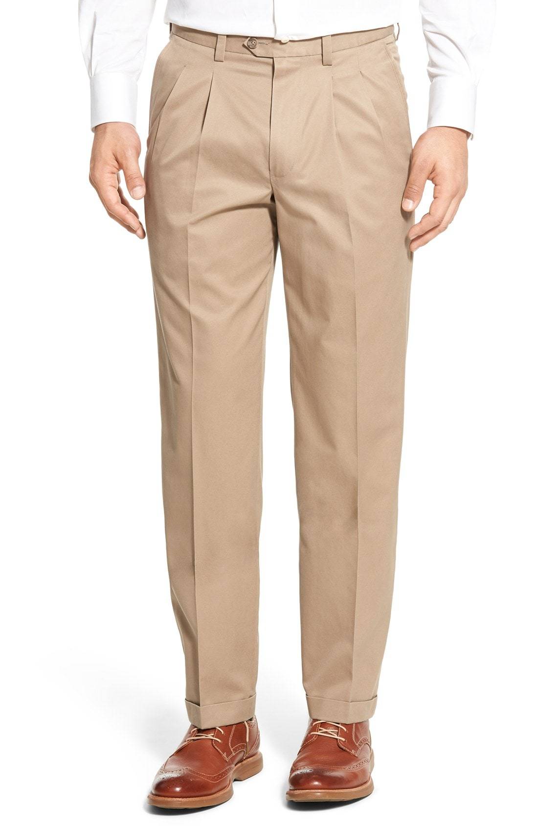 Boglioli Pleated Cotton Twill Trousers Beige at CareOfCarl.com